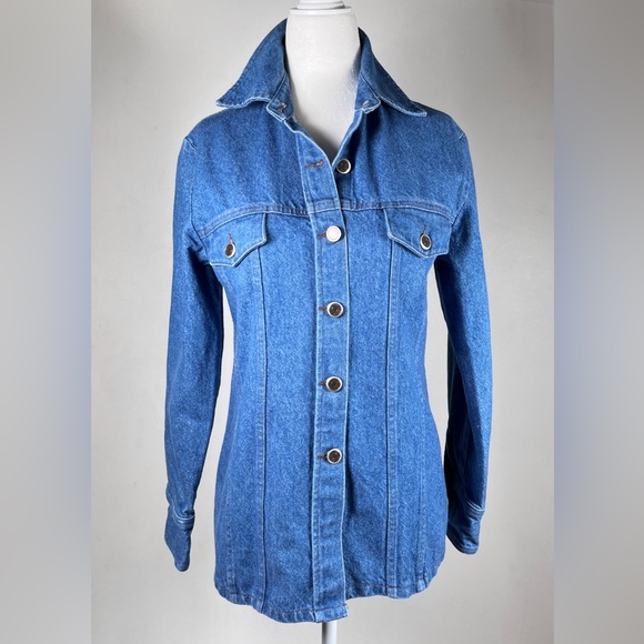STEVE MADDEN Denim Jean Shirt Jacket 3/4 - Picture 13 of 14